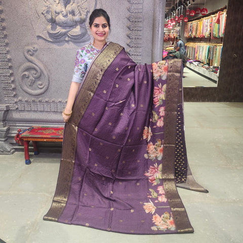 Jelly grape digital printed matka silk saree
