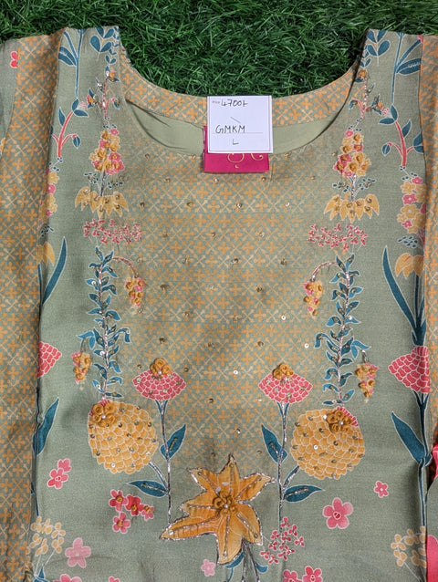 Muslin Printed Kurti | Sage green floral print (93)