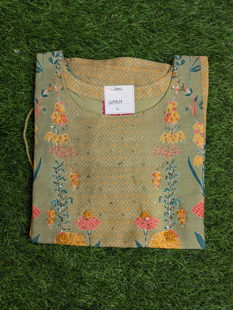 Muslin Printed Kurti | Sage green floral print (93)