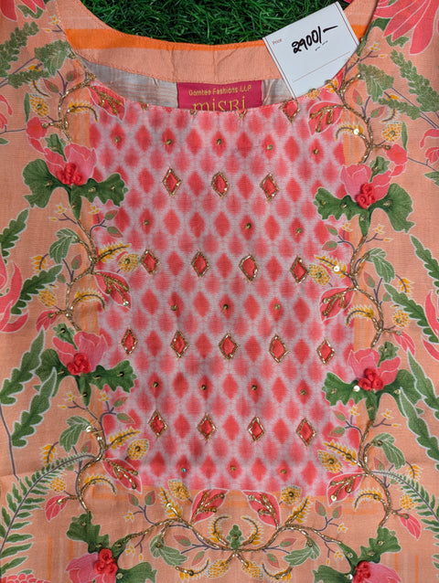 Muslin Printed Kurtii i | Peach Red Floral print(94)