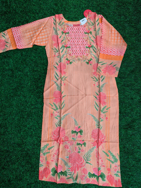 Muslin Printed Kurtii i | Peach Red Floral print(94)