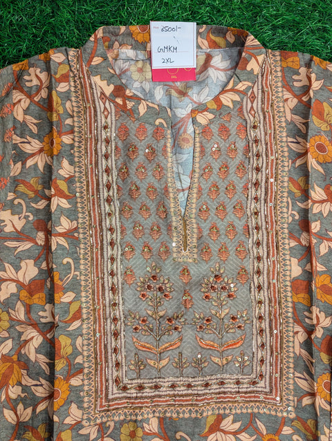 Muslin Printed Kurti | Dark grey print (96)
