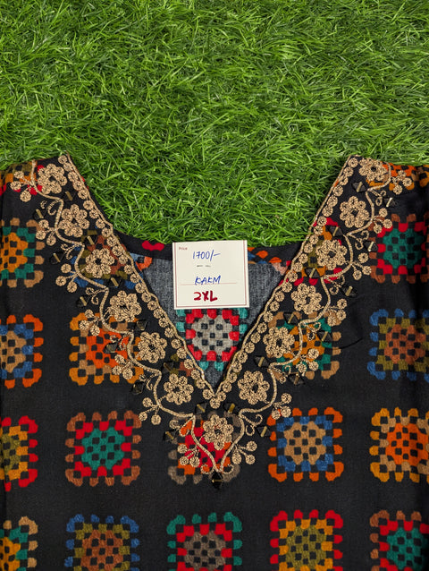 Pure Muslin Printed Kurti| Black multi color (99)