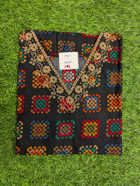 Pure Muslin Printed Kurti| Black multi color (99)