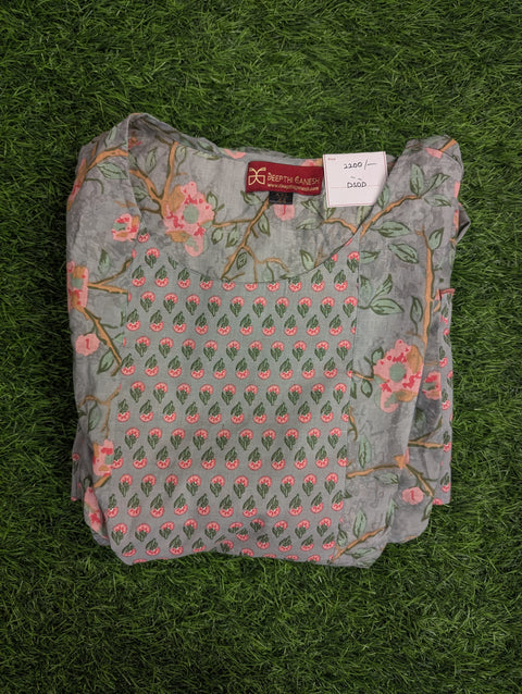 Cotton Printed Kurthi | Grey Floral Print (9)