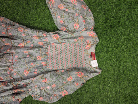 Cotton Printed Kurthi | Grey Floral Print (9)