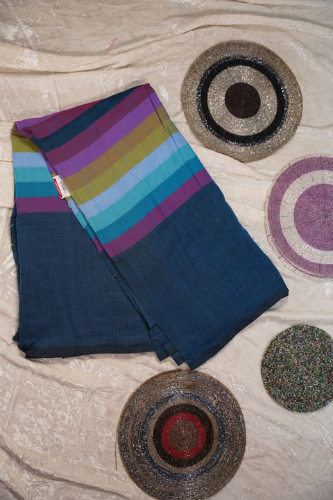 MUL COTTON BLUE SAREE