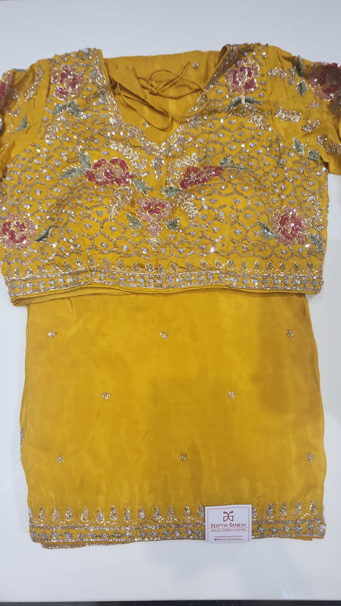 Cocktail Saree Yellow 3