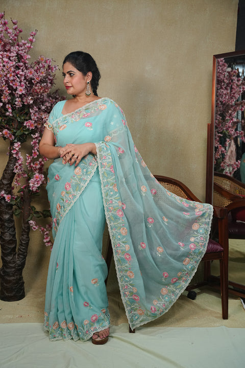 Fancy Chinon Sarees