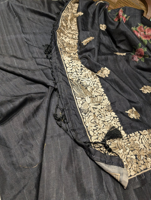 Matka Silk Digital Print With Parsi Work