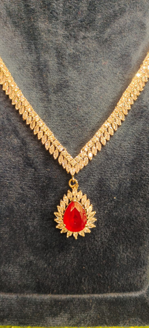 Ruby Silver Necklace Sets