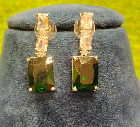 Green Ruby Rectangle Necklace Set