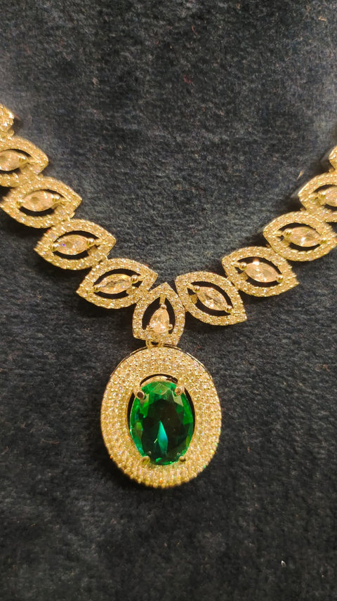 Sea Green Stone Necklace Set
