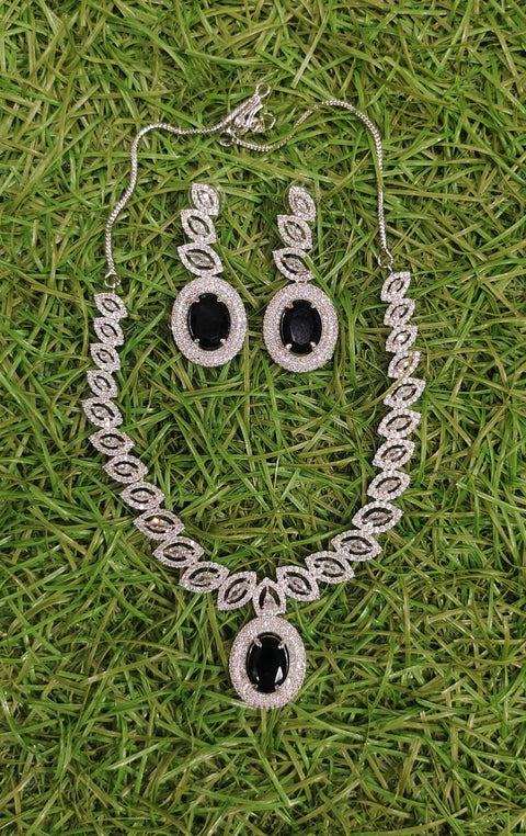 Blue Sapphire Silver Necklace Set