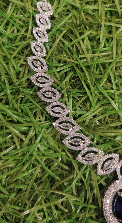 Blue Sapphire Silver Necklace Set
