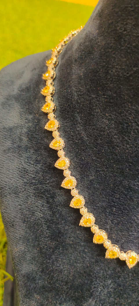 Fine Yellow Stone Silver Necklace