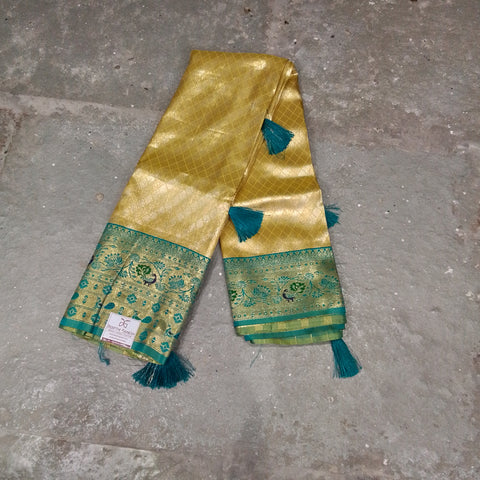 Fancy paithani crayola yellow saree 2