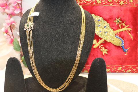Emerald Flower Locket Gold Chandra Haram
