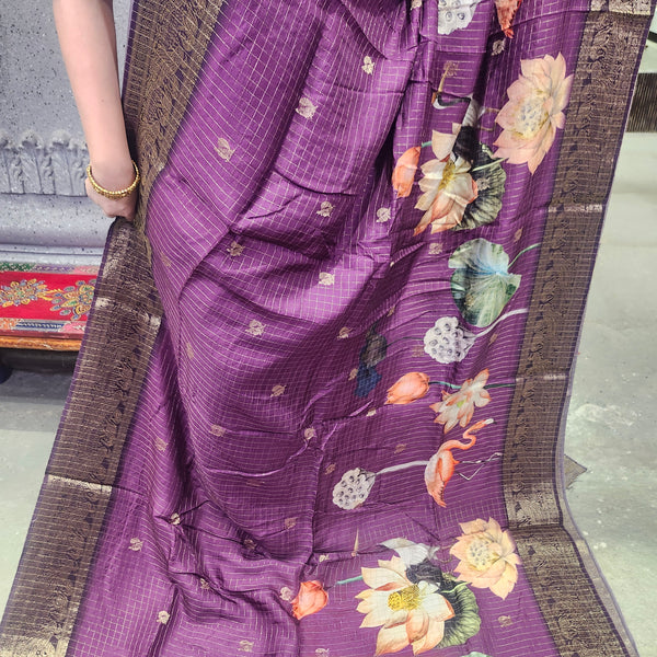 Indio digital printed matka silk saree