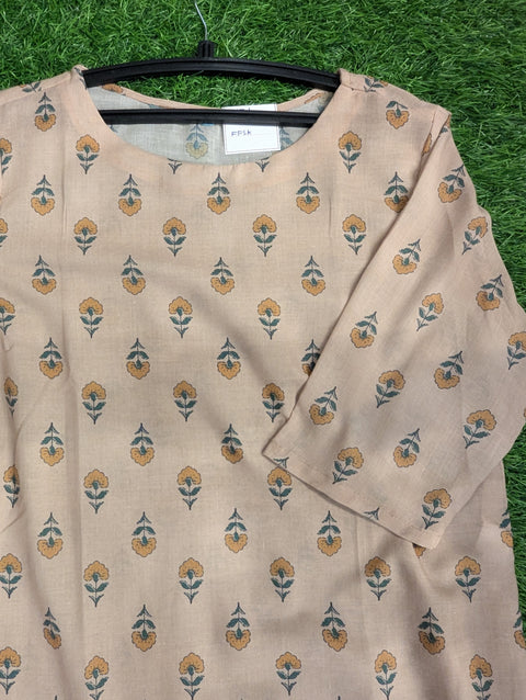 Organic Cotton Printed Kurti | Beige (13)