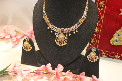 Divya Kundhan Glow ruby Necklace Set