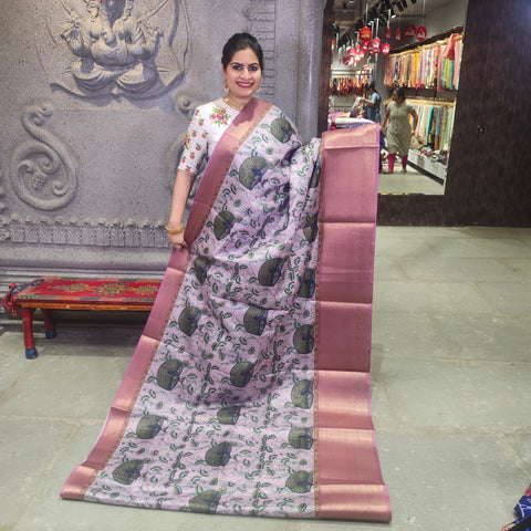 Coin grey digital printed kota saree