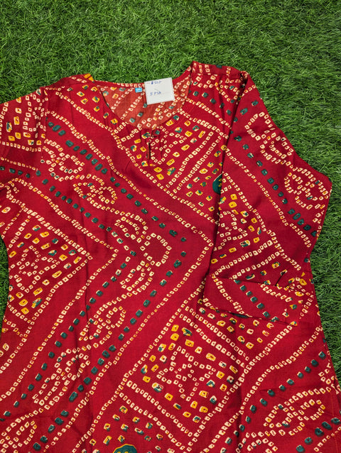 Organic Cotton Printed Kurti  | Red (15)