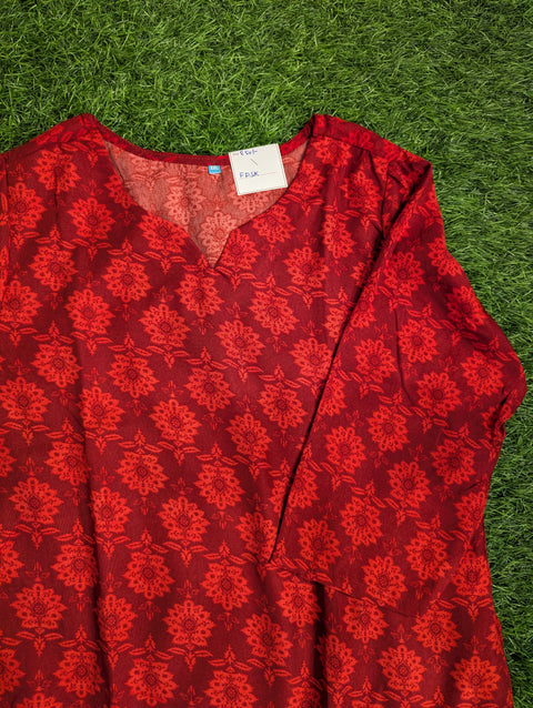 Organic Cotton Printed Kurti  | Red Floral Print (16)