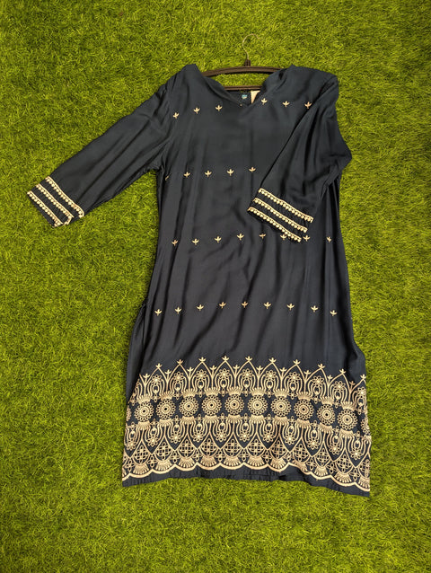 Pure Muslin Printed Kurti | Black Print (17)