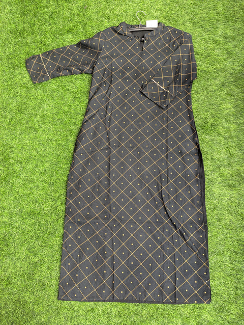 Pure Muslin Printed Kurti | Black Diamond Print (18)