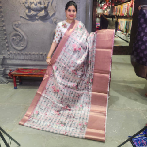 Blush peach digital printed kota saree