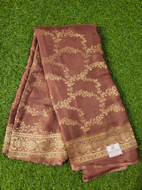 Pure Banaras Satin Dark Rose Gold  Colour