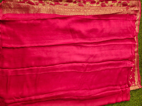 Pure Banaras Satin Pink Colour