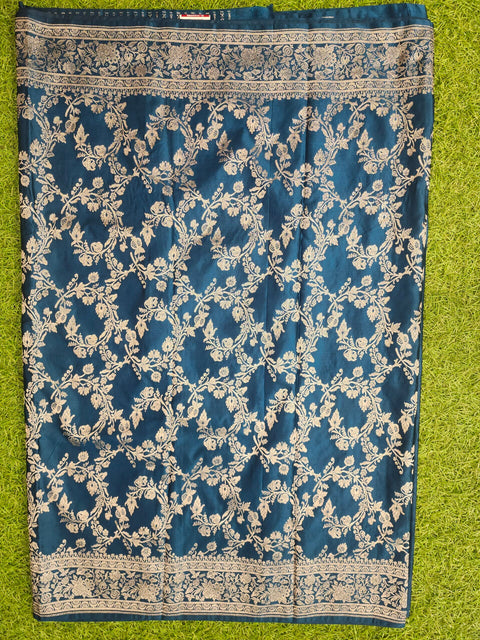 Pure Banaras Satin  peacock blue Color