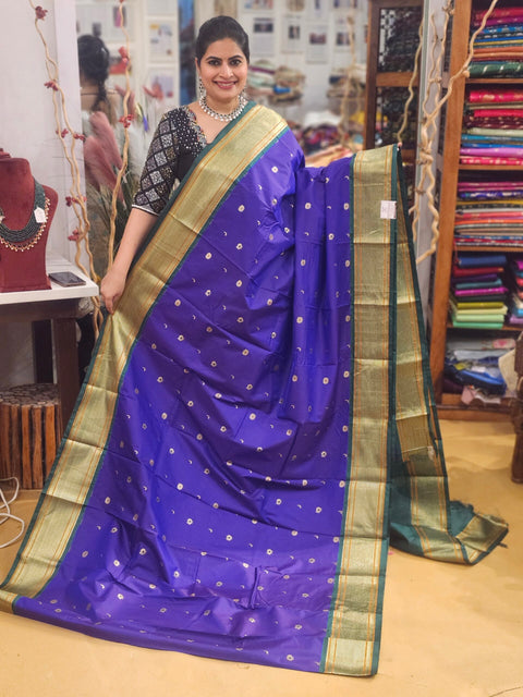 Saree – purple and green  Semi Gadwal