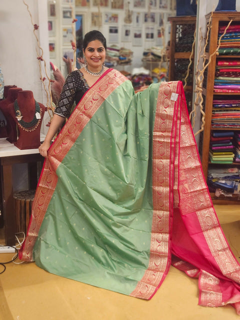 Saree – pastel Green and Pink  Semi Gadwal