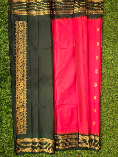 Saree –  Pink and Green  Semi Gadwal