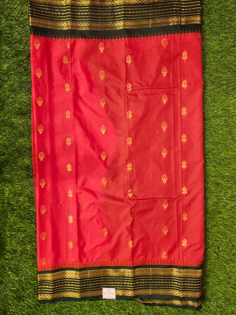 Saree – Red and Green  Semi Gadwal