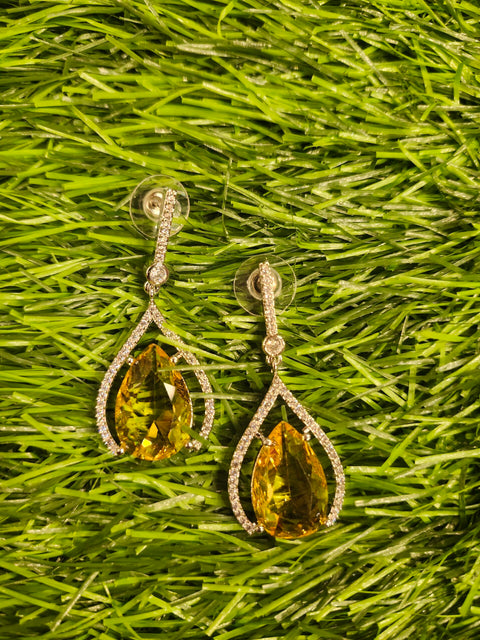 Yellow Gemstones Silver Earrings