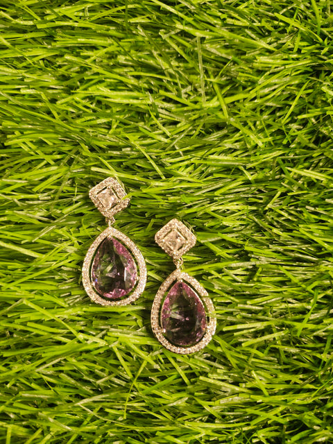 Luxe Purple Gemstones Silver Earrings