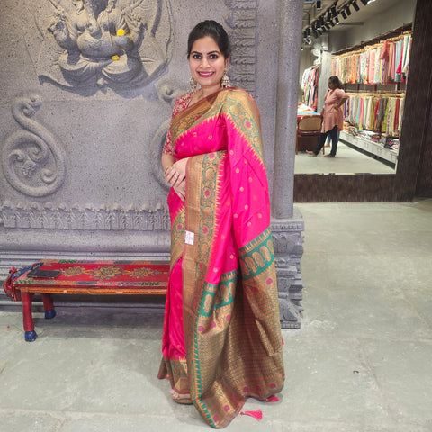 Fancy banaras pink saree