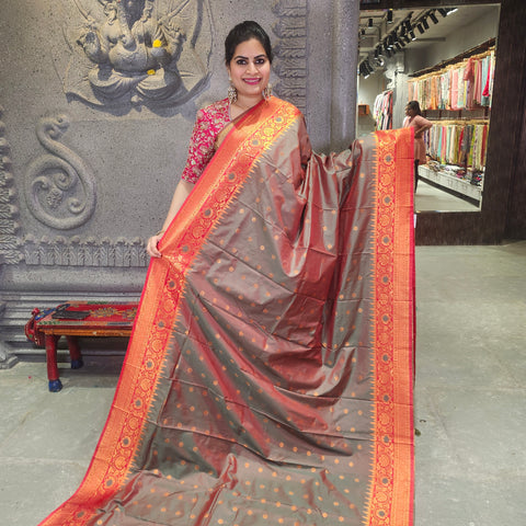 Fancy banaras sage green saree