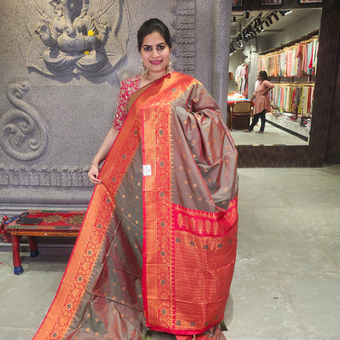 Fancy banaras sage green saree