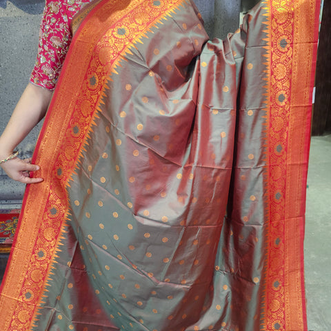 Fancy banaras sage green saree