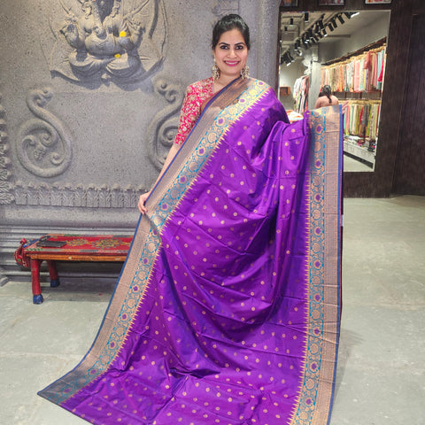 Fancy banaras violet saree