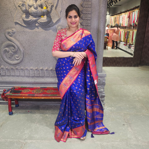 Fancy banaras cobalt blue saree