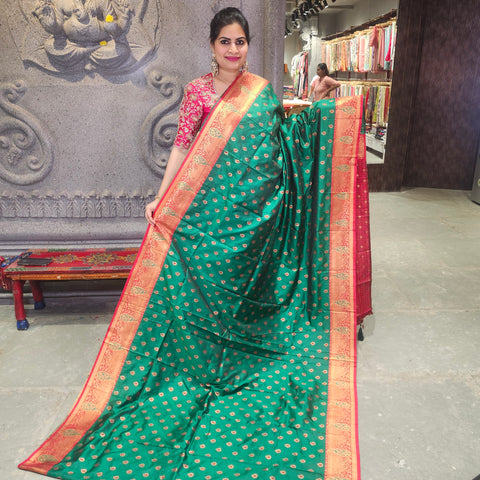 Fancy banaras basil green saree