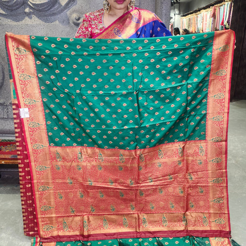 Fancy banaras basil green saree