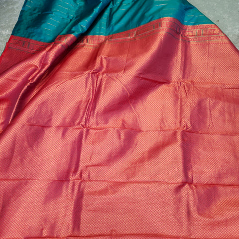 Fancy banaras teal blue saree