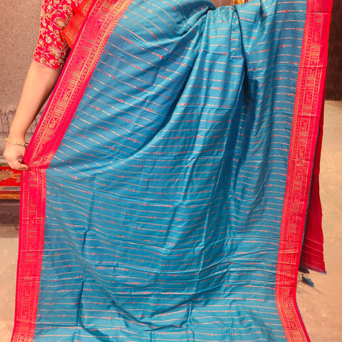 Fancy banaras denim blue saree